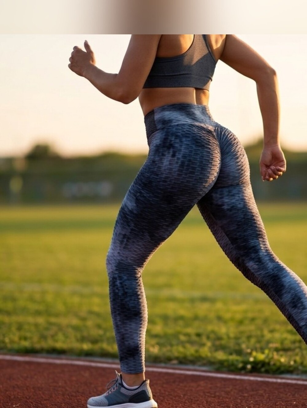 Textured Tie-Dye High-Waist Leggings in Slate Gray S